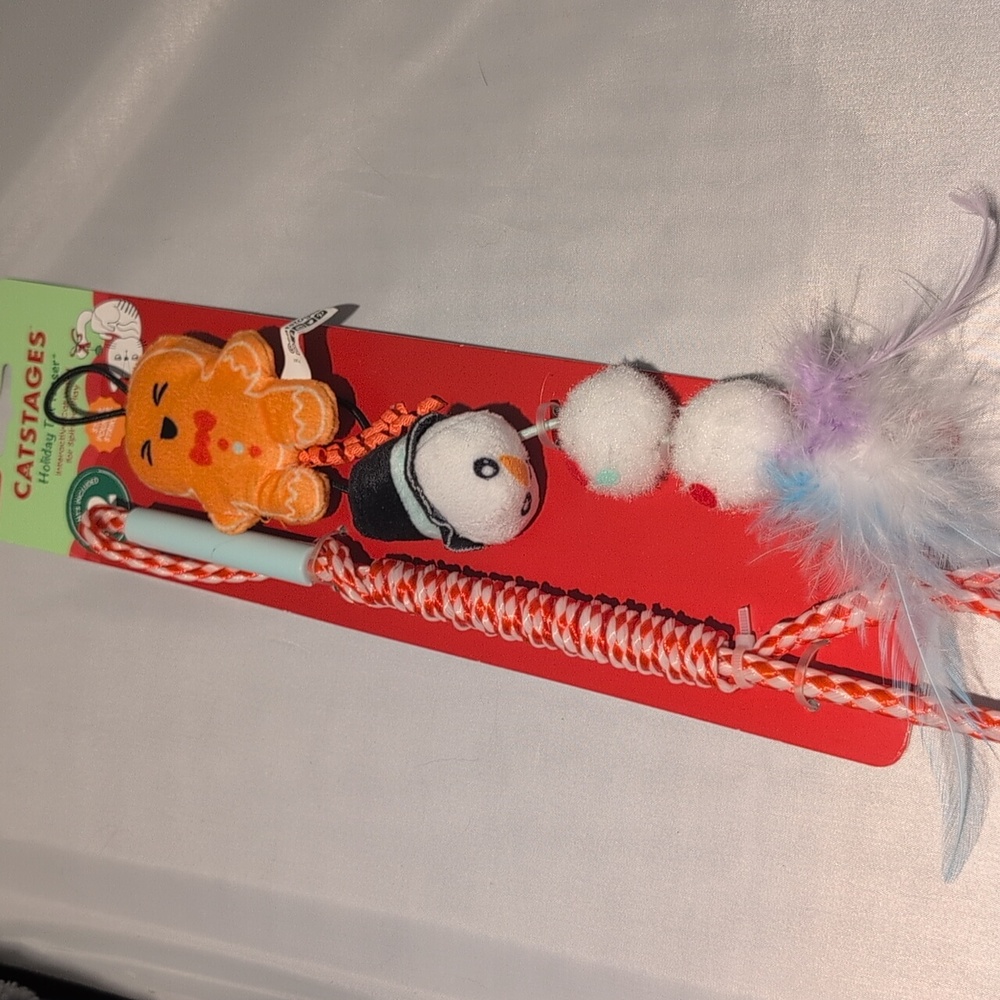 Petstages Christmas Cat Toys Teaser Wand & Catnip Felt Toys - Picture 3 of 5